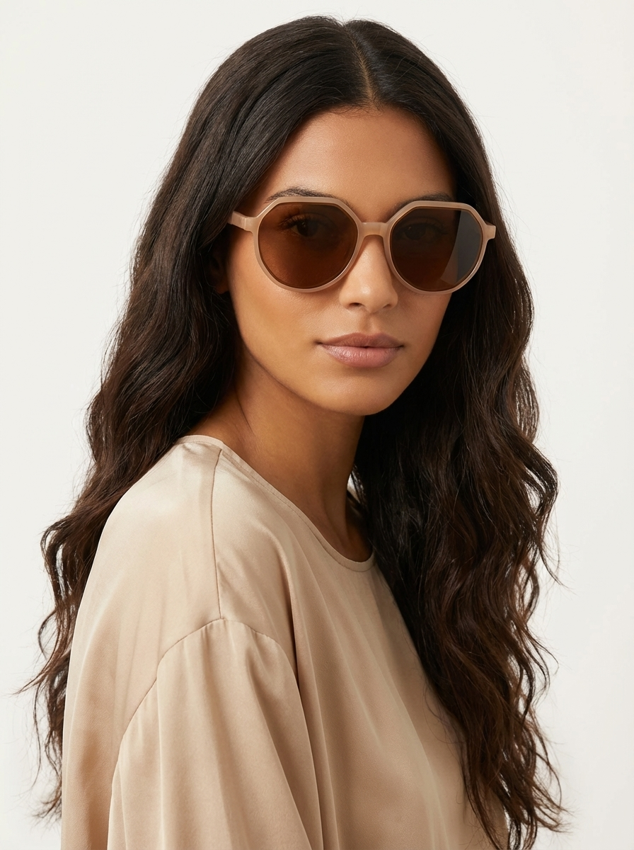 Oversized zonnebril met geometrisch montuur voor dames