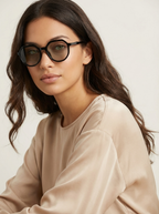 Oversized zonnebril met geometrisch montuur voor dames