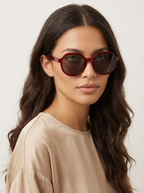 Oversized zonnebril met geometrisch montuur voor dames