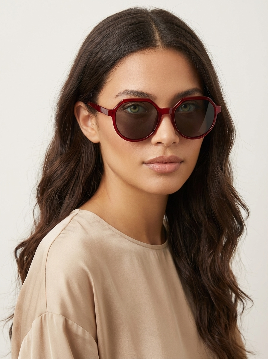 Oversized zonnebril met geometrisch montuur voor dames