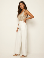 Pailletten top met v-hals en mouwloos design voor dames