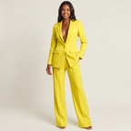 Pak met getailleerde blazer en wide-leg broek voor dames in geel