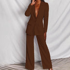 Pak met getailleerde blazer en wide-leg broek voor dames