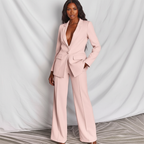 Pak met getailleerde blazer en wide-leg broek voor dames in lichtroze