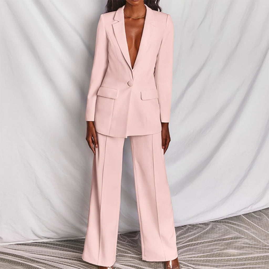 Pak met getailleerde blazer en wide-leg broek voor dames