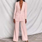 Pak met getailleerde blazer en wide-leg broek voor dames