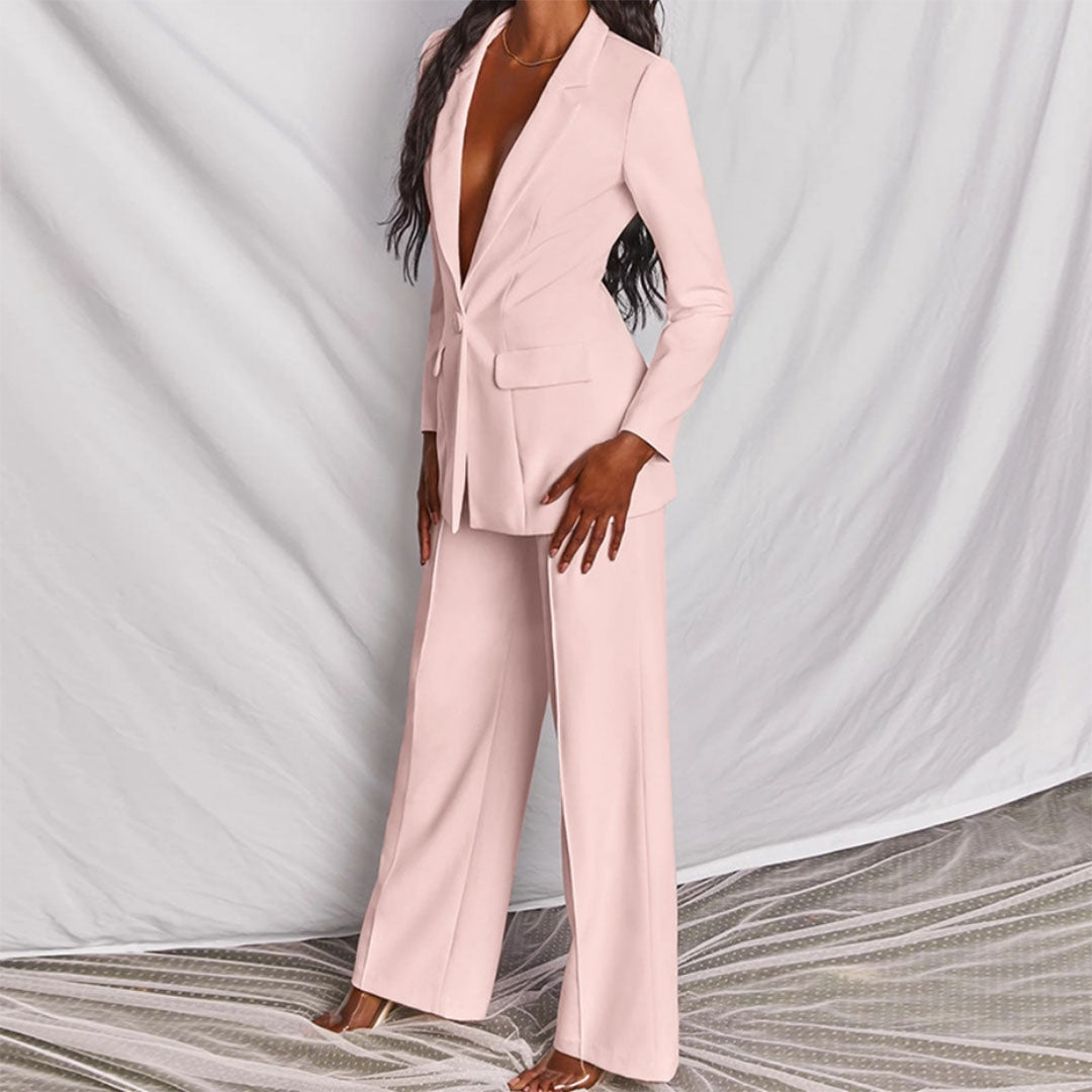 Pak met getailleerde blazer en wide-leg broek voor dames