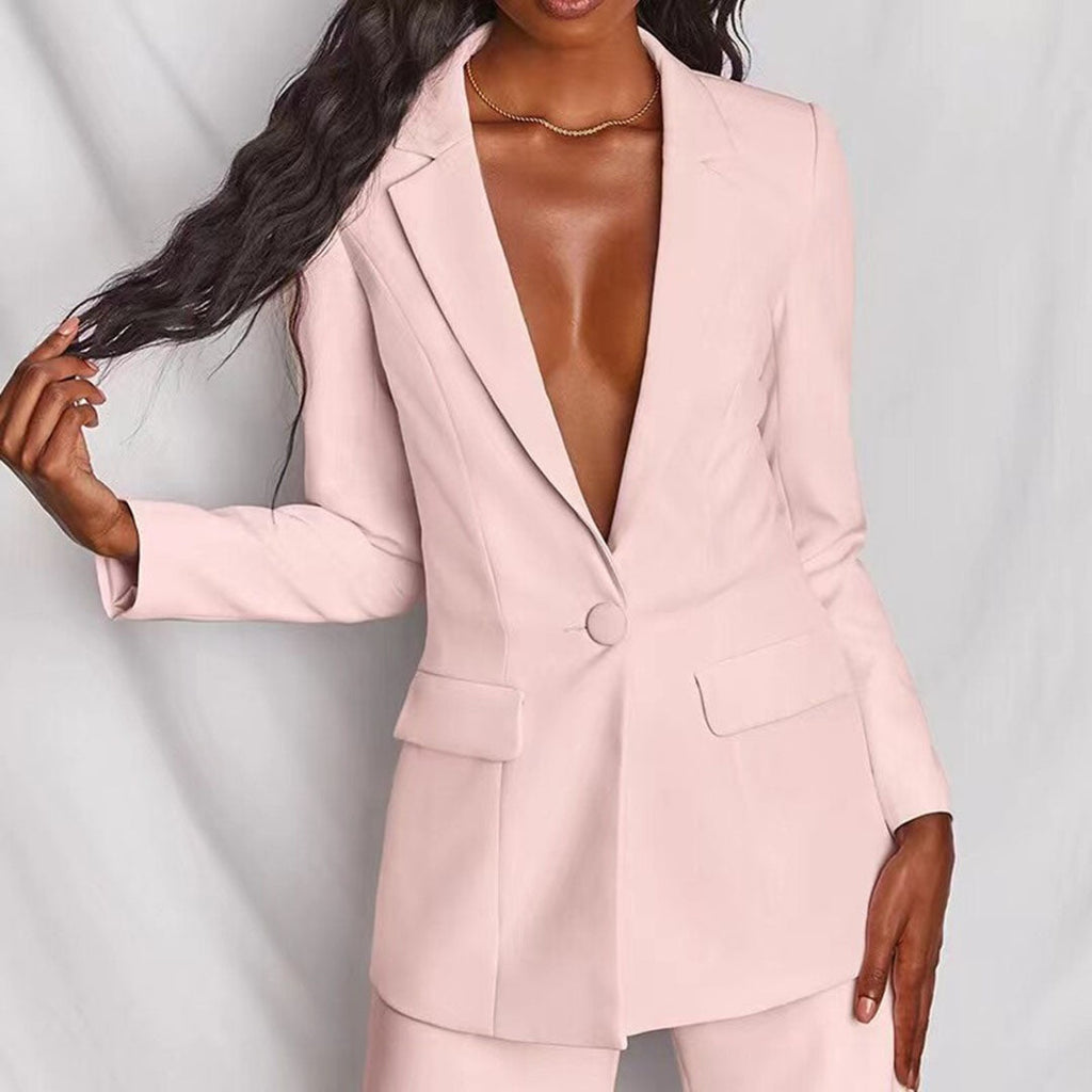Pak met getailleerde blazer en wide-leg broek voor dames