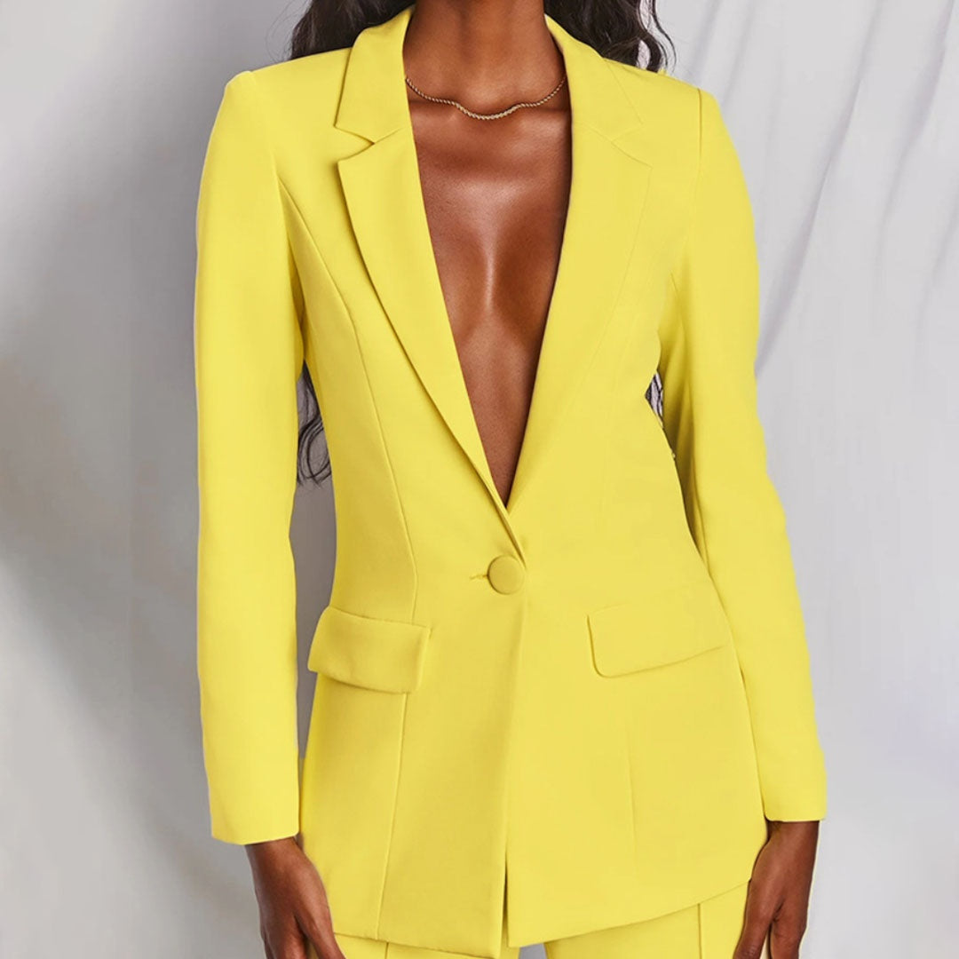 Pak met getailleerde blazer en wide-leg broek voor dames