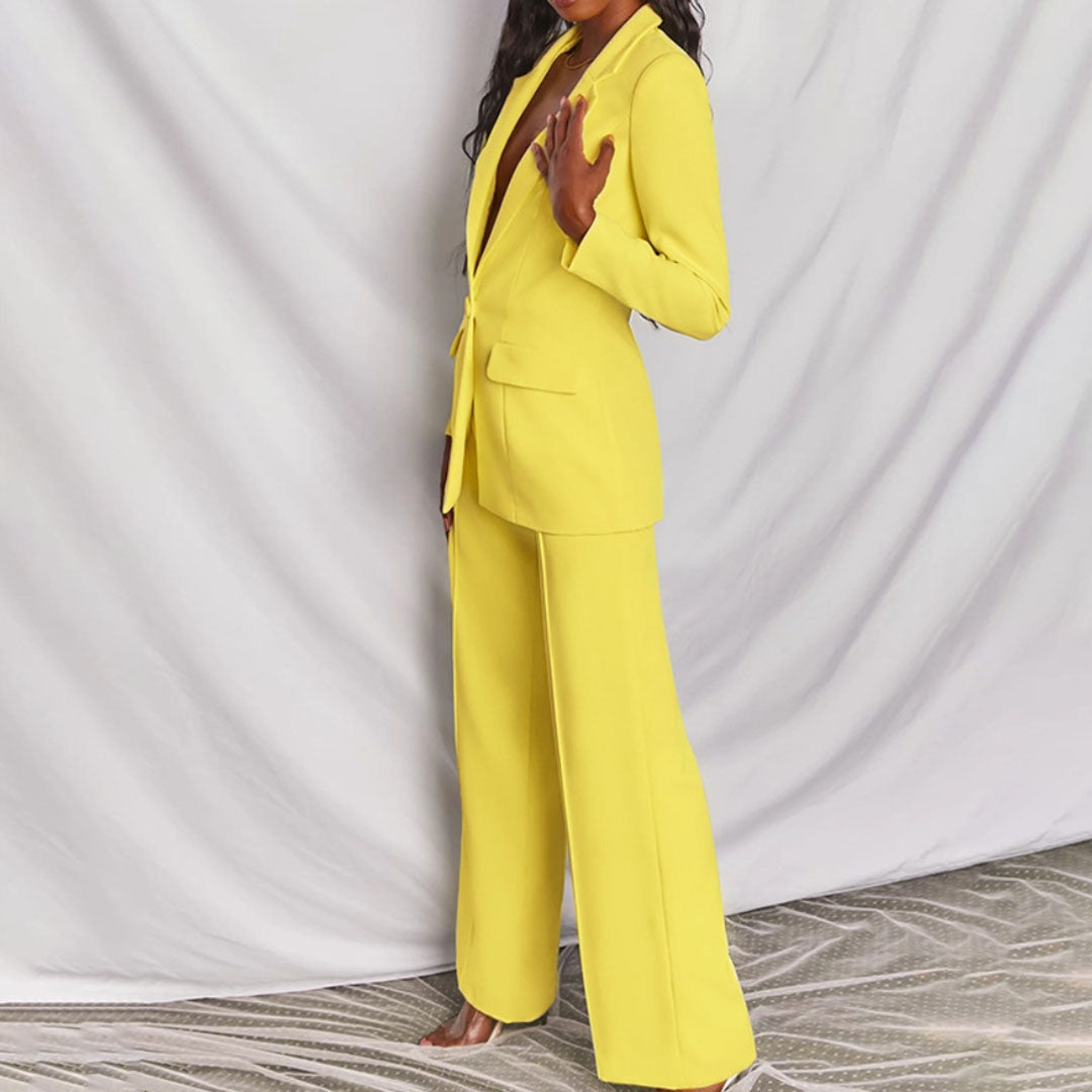 Pak met getailleerde blazer en wide-leg broek voor dames