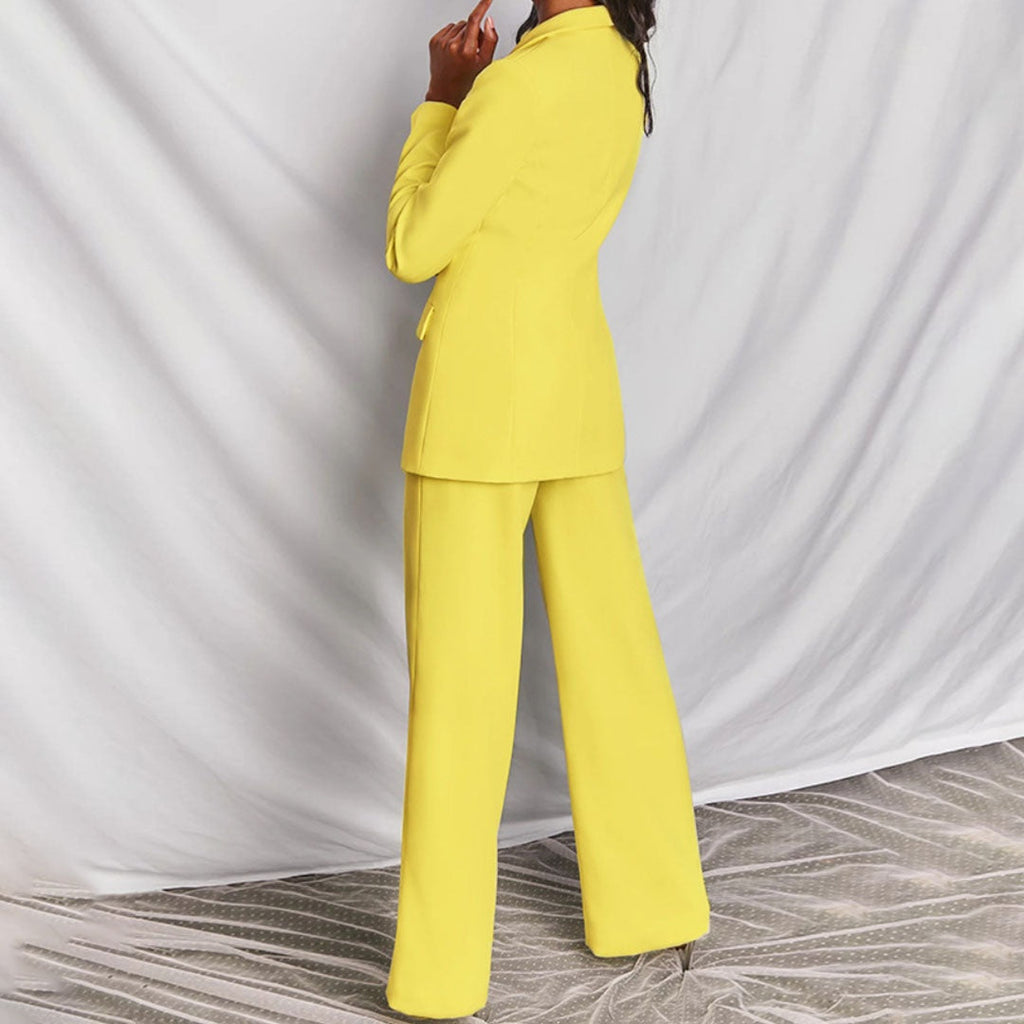 Pak met getailleerde blazer en wide-leg broek voor dames