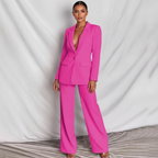 Pak met getailleerde blazer en wide-leg broek voor dames in roze