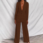 Pak met getailleerde blazer en wide-leg broek voor dames