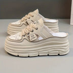 Platform instappers met veters in khaki