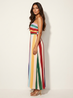 Plissé maxi jurk met strapless ontwerp