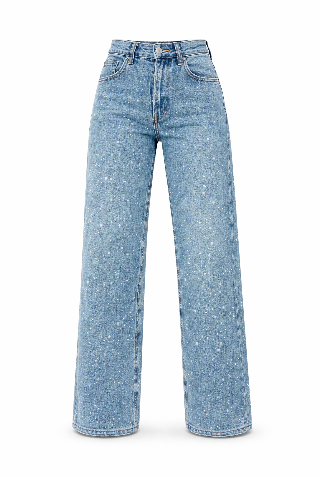 Rechte jeans met hoge taille en glitterdetails voor dames