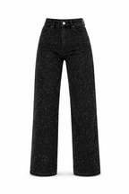 Rechte jeans met hoge taille en glitterdetails voor dames