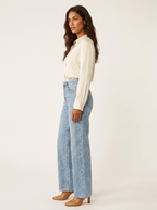 Rechte jeans met hoge taille en glitterdetails voor dames