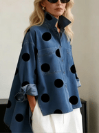 Relaxte top met stippenprint en lange mouwen voor dames