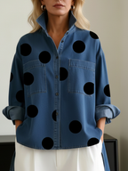 Relaxte top met stippenprint en lange mouwen voor dames