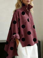 Relaxte top met stippenprint en lange mouwen voor dames in rood