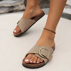 Sandalen met brede band en gesp voor dames
