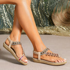 Sandalen met kralendetails en elastische hielband voor dames