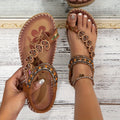 Sandalen met kralendetails en elastische hielband voor dames in bruin