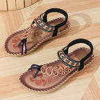 Sandalen met kralendetails en elastische hielband voor dames in zwart