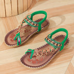 Sandalen met kralendetails en elastische hielband voor dames in groen