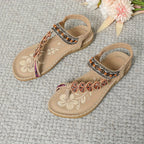 Sandalen met kralendetails en elastische hielband voor dames