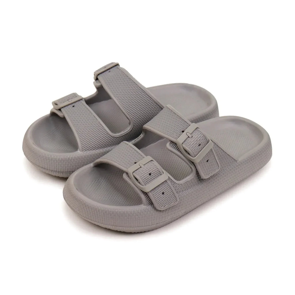 Sandalen met gespen en dikke zool voor dames in grijs