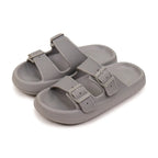 Sandalen met gespen en dikke zool voor dames in grijs