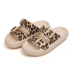 Sandalen met gespen en dikke zool voor dames in luipaard