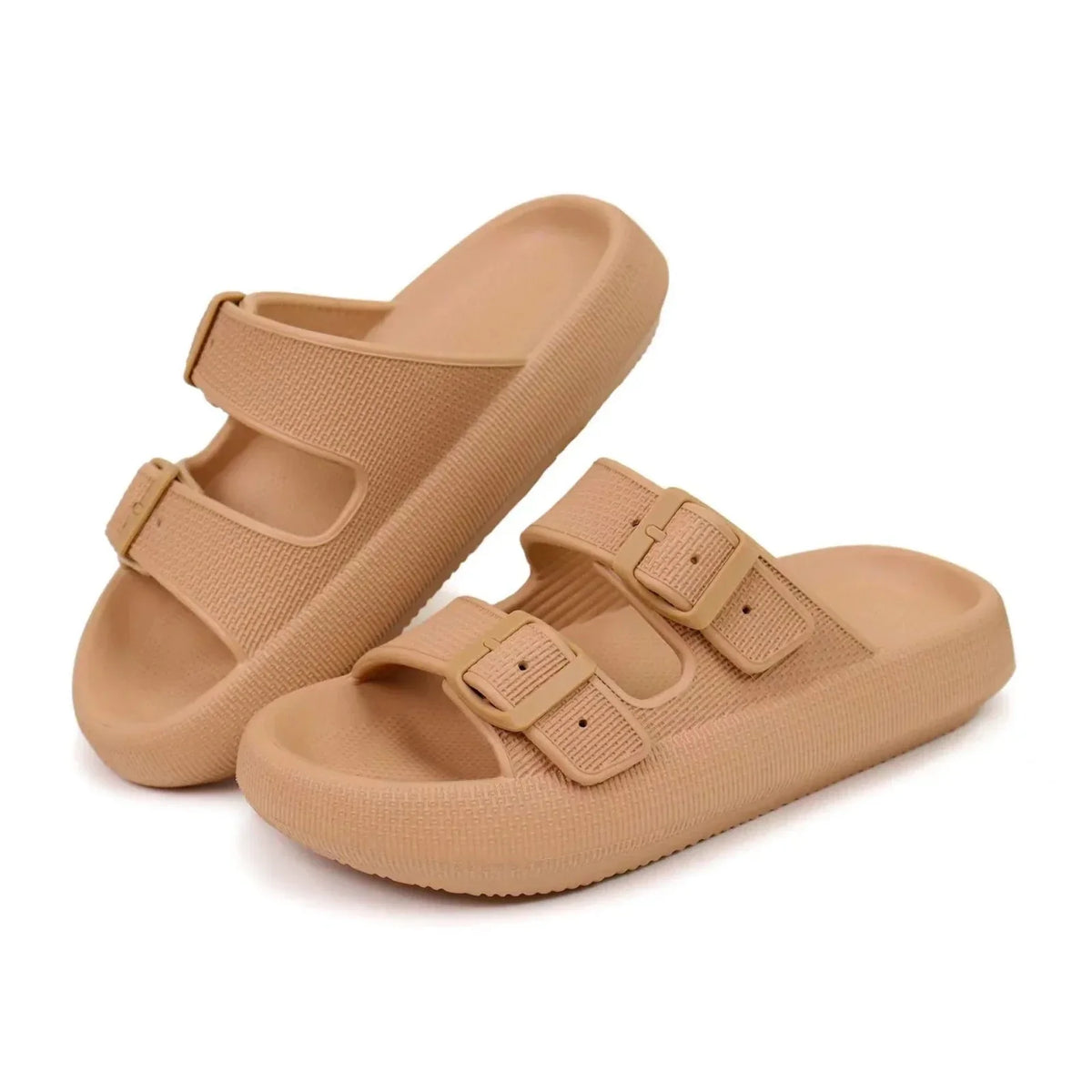 Sandalen met gespen en dikke zool voor dames in bruin
