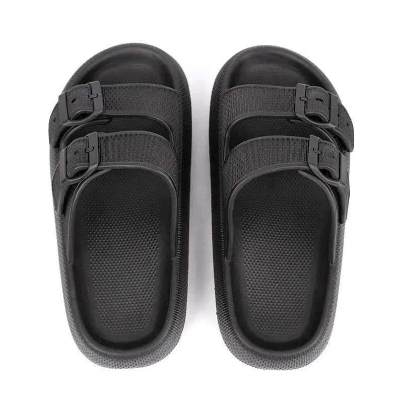 Sandalen met gespen en dikke zool voor dames in zwart