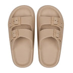 Sandalen met gespen en dikke zool voor dames in khaki