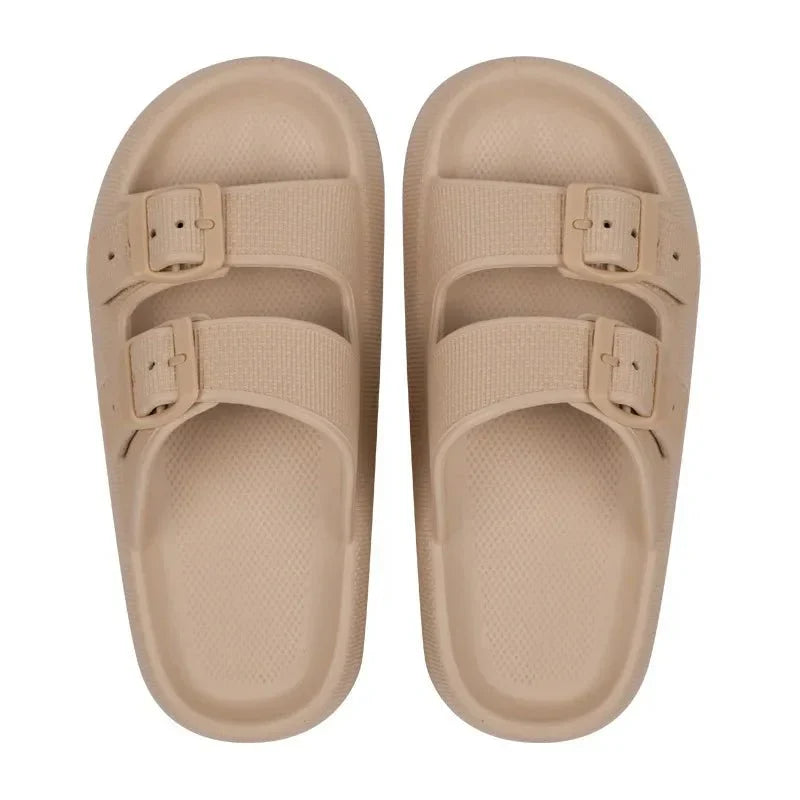 Sandalen met gespen en dikke zool voor dames in khaki