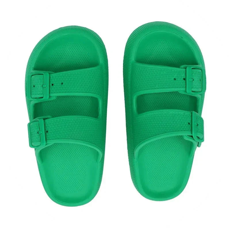 Sandalen met gespen en dikke zool voor dames in groen