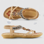 Sandalen met sierdetails en elastische hielband voor dames in mahonie bruin