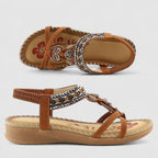 Sandalen met sierdetails en elastische hielband voor dames in beige bali