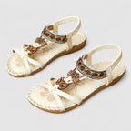 Sandalen met sierdetails en elastische hielband voor dames in witte athene