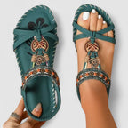 Sandalen met sierdetails en elastische hielband voor dames in amazone groen