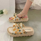 Sandalen met strikdetail en elastische hielband in ananas