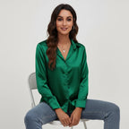 Satijnen blouse met klassieke kraag