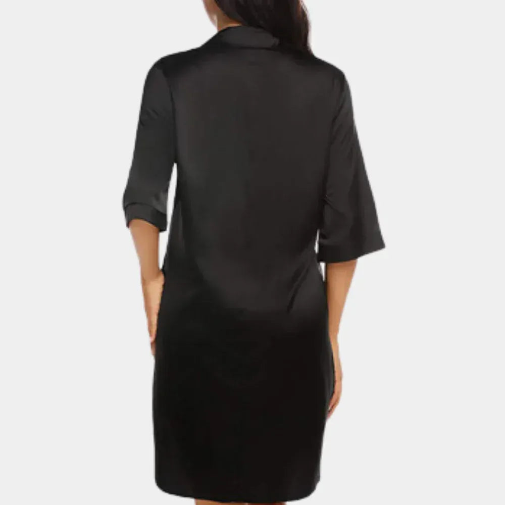 Nachthemd in satijnlook met knopen en split voor dames
