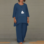 Set met gelaagde tuniek en wijde broek voor dames