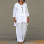 Set met gelaagde tuniek en wijde broek voor dames