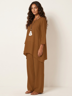 Set met gelaagde tuniek en wijde broek voor dames