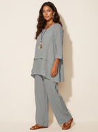 Set met gelaagde tuniek en wijde broek voor dames